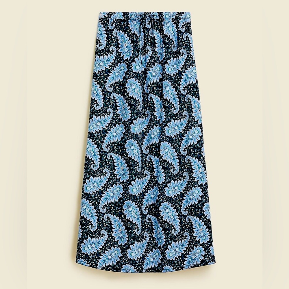 J CREW Collection Paisley Maxi Skirt -Black and Blue, 
Size XS. Elastic waist.
